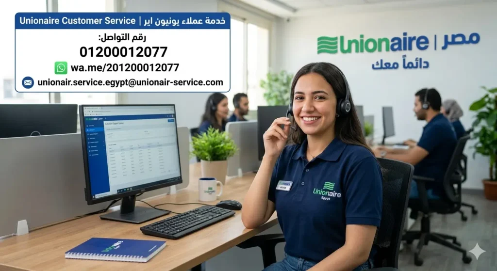 صورة توضيحية حول كيفية التواصل بنا نحن مركز اصلاح اعطال يونيون اير بمصر