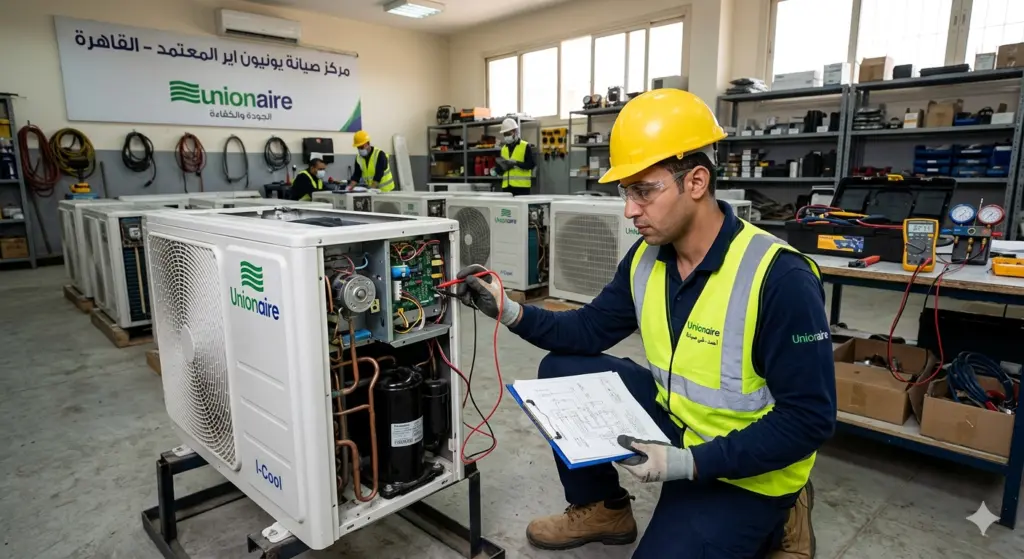 خدمات اصلاح تكييفات يونيون اير داخل ورش الصيانة
