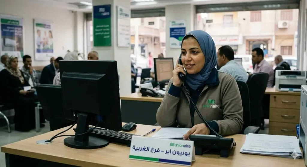 صورة توضيحية حول موظفة خدمة عملاء تقوم بالرد على الهاتف.
