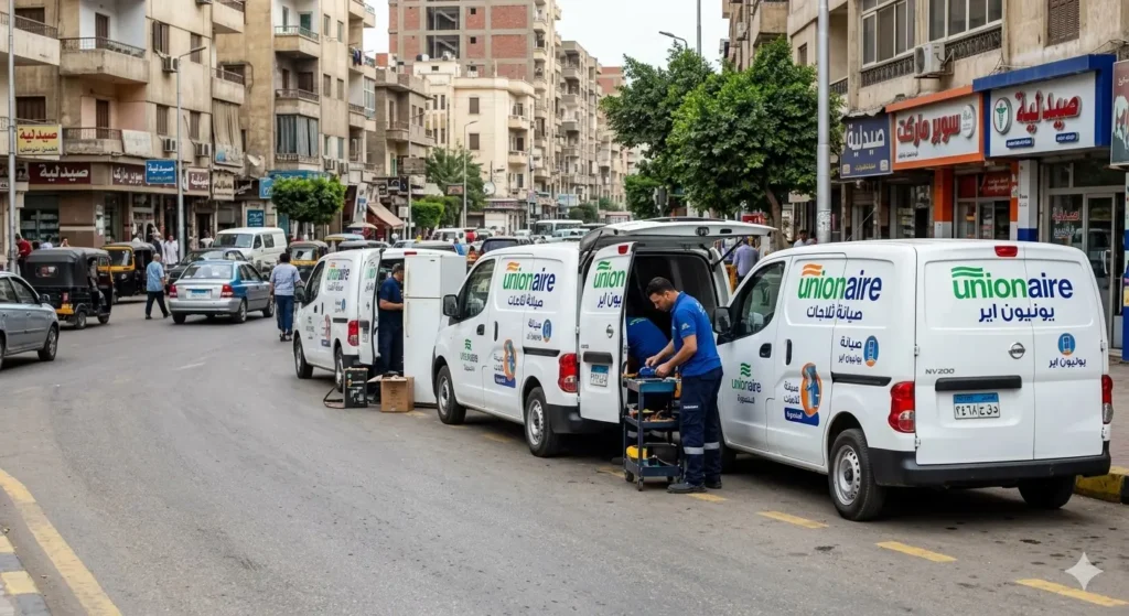 سيارات صيانة اجهزة منزلية تابعة للشركة.