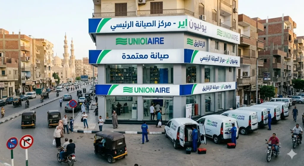 تظهر الصورة لقطة واسعة للمركز من الخارج، تدمجه في نسيج المدينة وتظهر لافتته الكبيرة المكتوبة باللغة العربية.