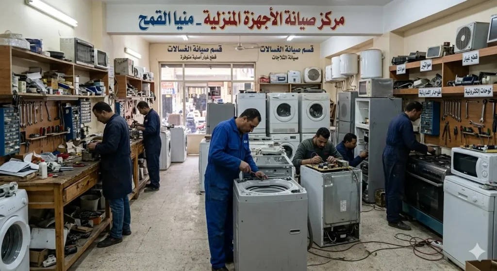 صورة توضح مركز صيانة اجهزة يونيون اير من الداخل، مع وجود فنيين يعملون بالمركز