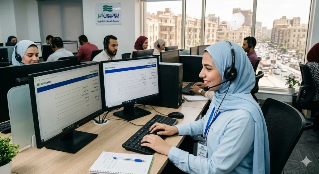صورة توضخ موظفة خدمة العملاء تقوم بالرد على مكالمات العملاء