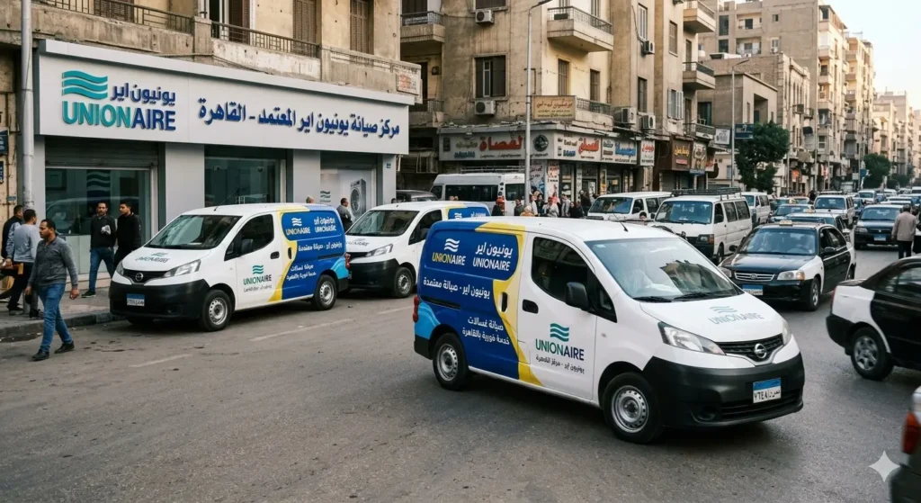 صورة توضخ سيارات صيانة غسالات يونيو اير تتوجه الى احد العملاء