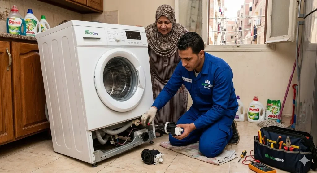 صورة توضح فني صيانة غسالات