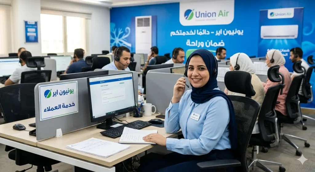 خدمة عملاء التكييفات موظفة خدمة العملاء تقوم بالرد على استفسارات العملاء.